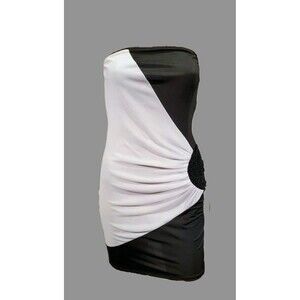 Wet Seal Little Black & White Strapless Dress with Beaded Embellishment - size S